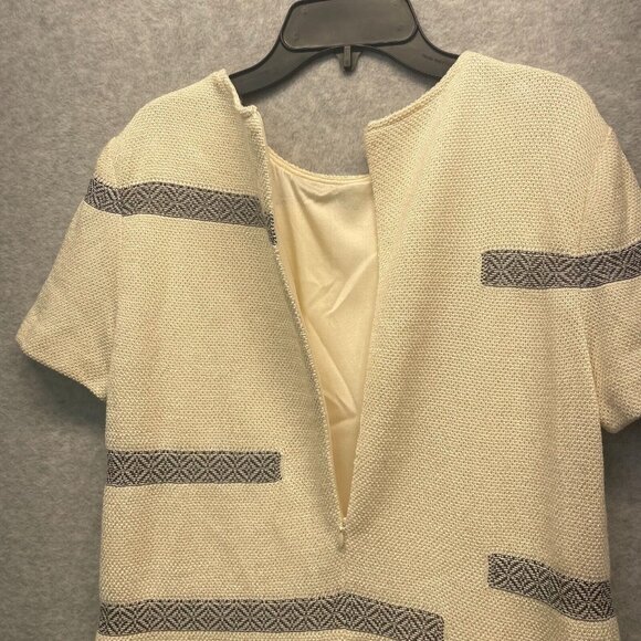 St‎ John Wool Blend Dress Womens 4 Cream Shift Short Sleeve Silk Lined - Picture 8 of 13